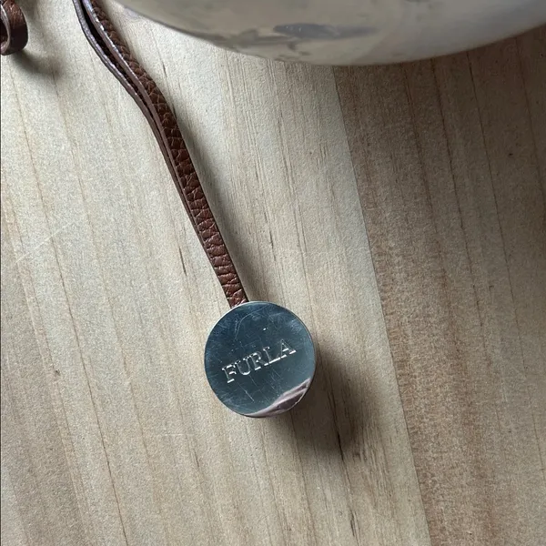 Furla Brown Leather Silver Hardware Bag Tag‎ - Image 4
