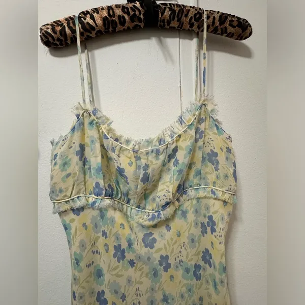 2000s Y2K Express 100% silk floral fairy dress size 6 butter yellow rare! - Image 4