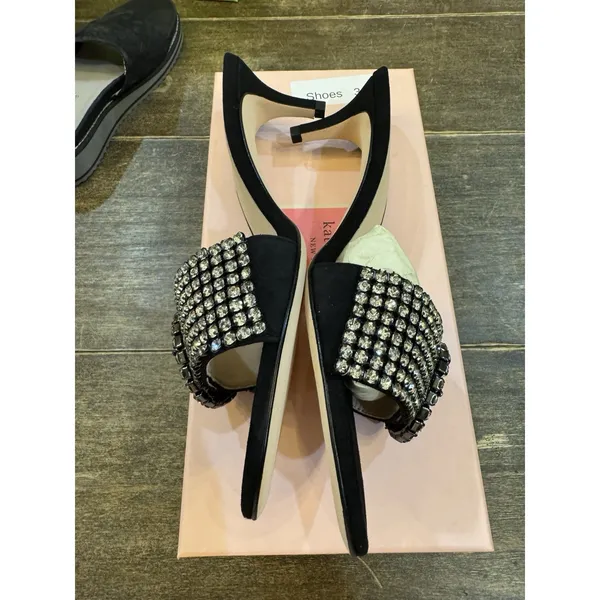 Kate Spade‎ New York Seville dress sandals in black Suede Size 9 Rhinestones - Image 6