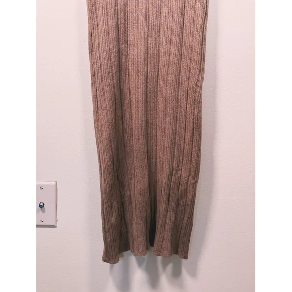 Abercrombie & Fitch Sleeveless Ribbed Knit Maxi Dress M Tan Minimal Old Money - Image 9