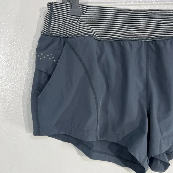 Zella Womens‎ XL Lined Athletic Shorts Striped Waistband Pockets Gray Blue Gym - Image 7
