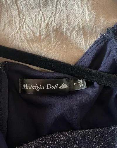 Midnight Doll Navy Sparkly Formal Dress - Image 4