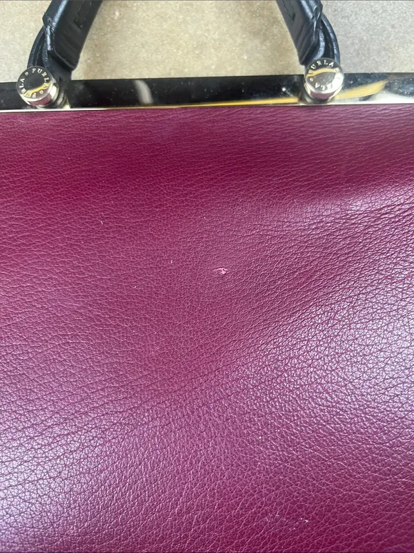 Furla Cortina Shoulder/Tote Bag in Burgandy and black - Image 4