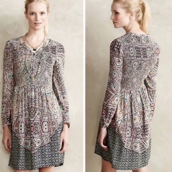 Maeve by Anthropologie Tiled Amethyst Dress Small Boho - Image 2