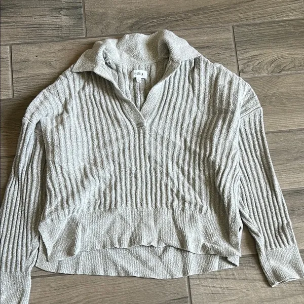 Pistola Gray Ribbed Cardigan Sweater - Image 3