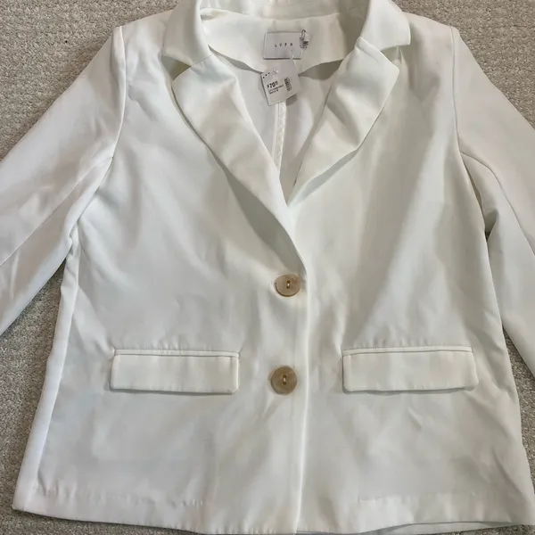 Lush Clothing Cream Blazer with Wooden Buttons size M - Image 8