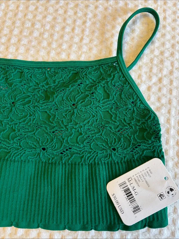 NEW! Free People Intimately AMARA Seamless Kelly Green Lace Bralette Top M/L - Image 3