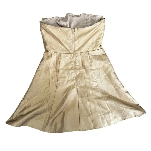 NWT BHLDN Boskemper Ariel Bronze Bow Strapless Mini Dress M - Image 6