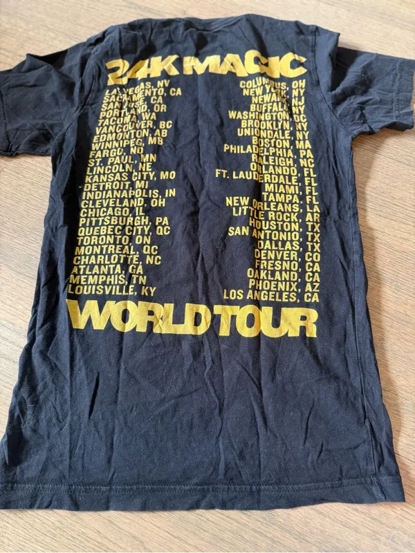 Bruno Mars Black & Yellow Tour T-Shirt: Size XS-S - Image 6