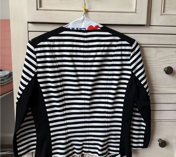 White House Black Market Black and White Striped Blazer - Image 2