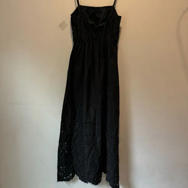 NWT Madewell Embroidered Tank Midi Dress in Poplin NS131‎ Black Sz 2 - Image 4