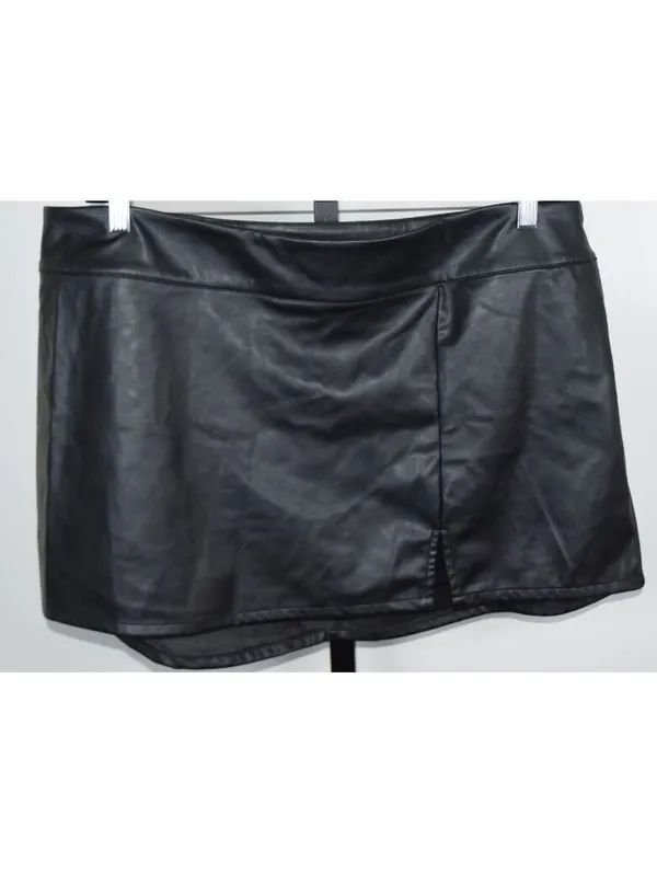 Wild Fable Black Faux Leather Mini Skirt Women's XXL Zip-Up Vegan Leather - Image 2