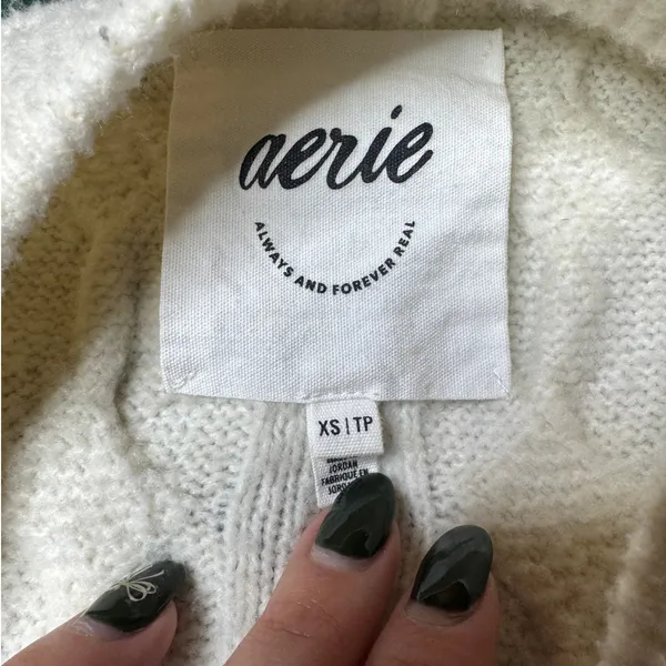 Aerie unREAL Cable Knit Sweater XS Oversized Cream Cozy - Image 8