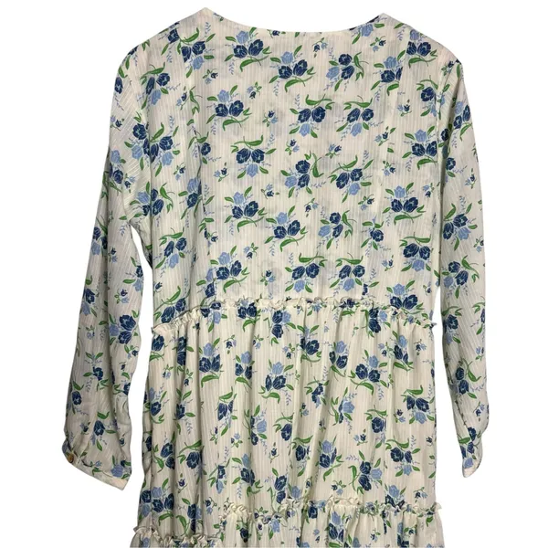 Sweet Baby Jamie Ivory Floral Print Tiered 3/4 Sleeve Midi Dress Size XL - Image 9