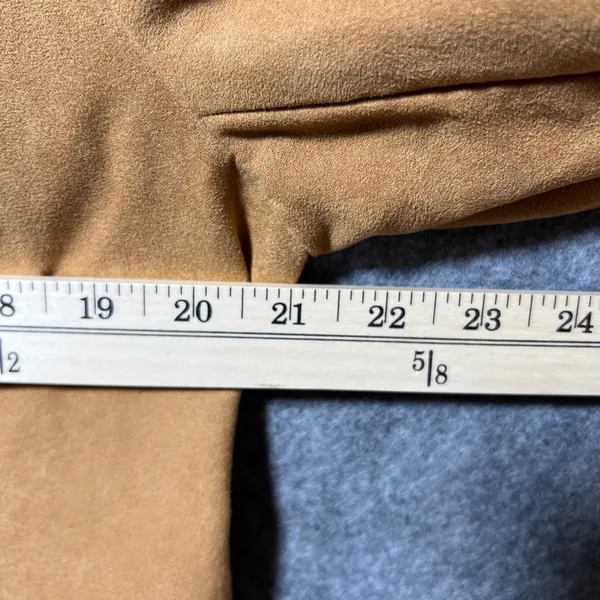 Studio Works Womens Camel Tan‎ Faux Suede Two Button Blazer Jacket Size 14 - Image 4