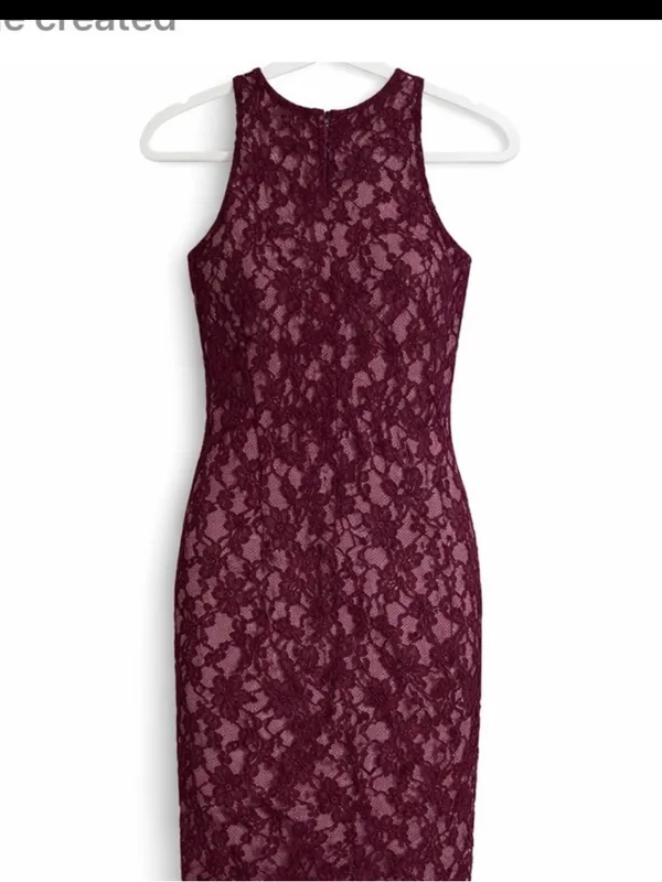 love, Fire Burgundy Sleeveless Lace Bodycon Mini Dress - Image 8