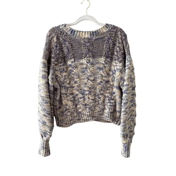 Forever 21 Blue Purple Space Dye Cable Knit‎ Cropped Cardigan Sweater Small - Image 6