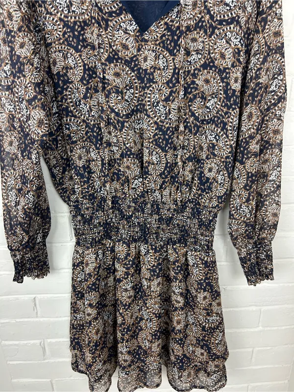 Veronica M Patterned Drop Waist Long Sleeve Dress Size XS - Image 4