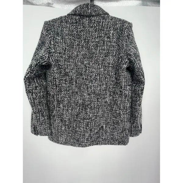 Abercrombie & Fitch Tweed Oversized Blazer Jacket Women M Black White Old Money - Image 3