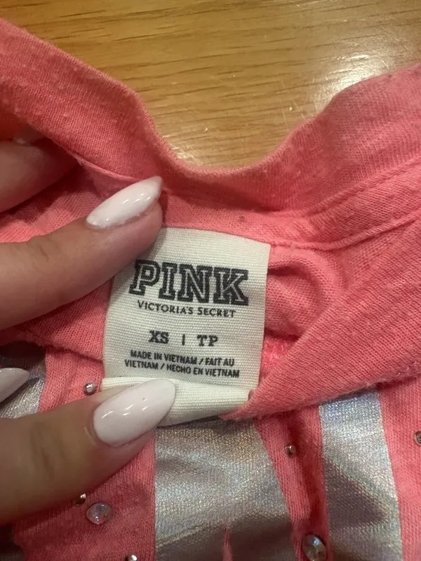 Pink Size Extra Small (XS) Cropped Long Sleeve Top with Sequin Logo - Image 3