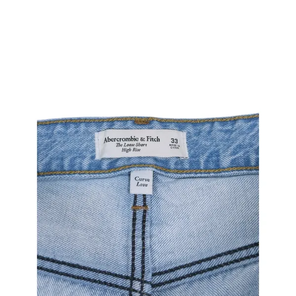 Abercrombie & Fitch Curve Love The Loose Short High Rise Size 33 Blue Distressed - Image 3