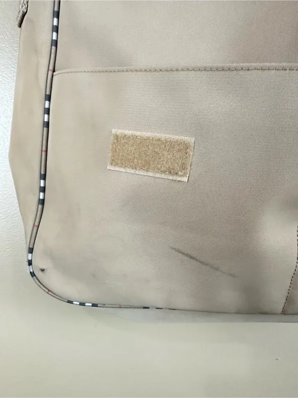 Burberry Fragrance Messenger Bag Tan Beige Plaid Trim Crossbody Adjustable - Image 8