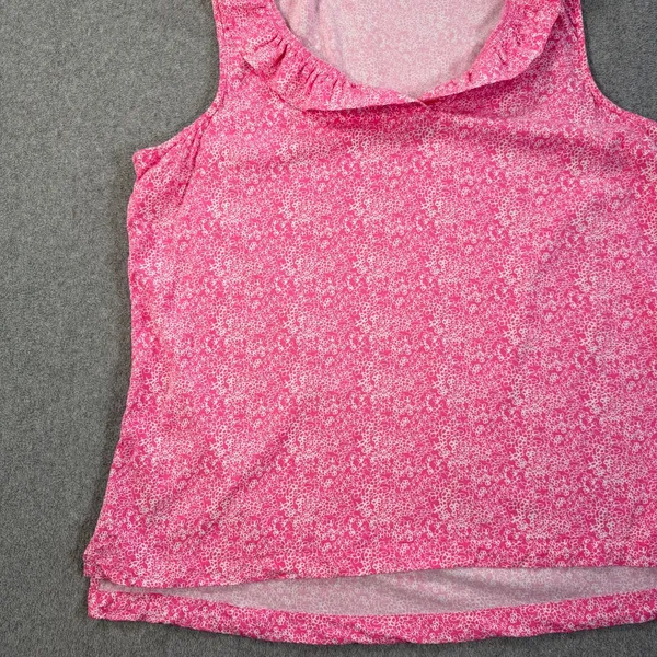 Crown & Ivy Ruffle Collar Sleeveless Blouse Womens Large Pink/White Floral - Image 4