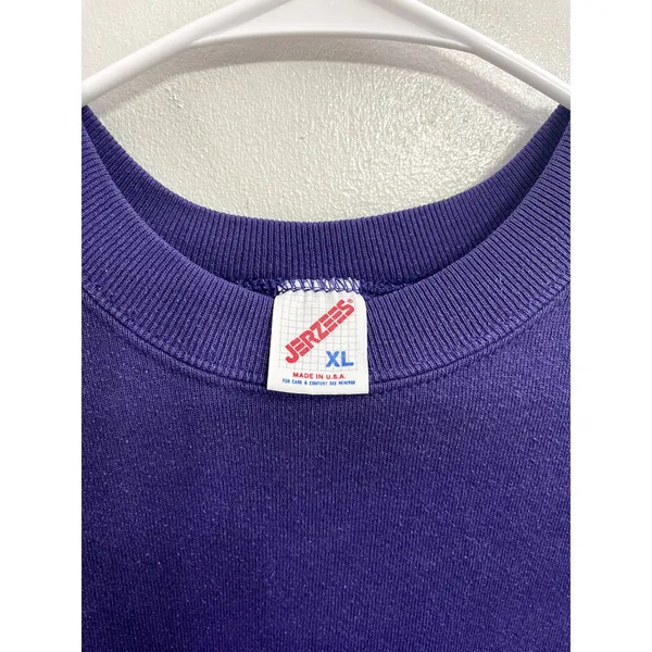 Vintage 90s Purple Jerzees Blank Crewneck Sweatshirt Size XL‎ Made in the USA - Image 4