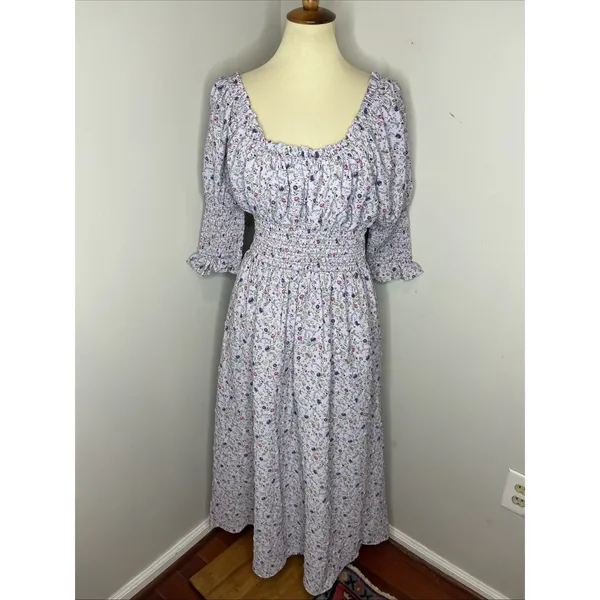 Tuckernuck Hyacinth House Lilac Ruched Neck Cali Midi Dress Small S‎ - Image 3