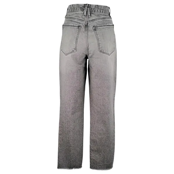 Good American The Weekender Black Denim Jeans 6/28 Straight Frayed High Rise - Image 3