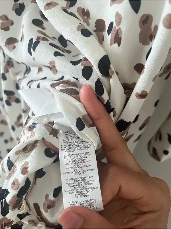 Nasty Gal White Brown Animal Print Midi Dress 4 Ruffle Hem Modest Going Out - Image 5