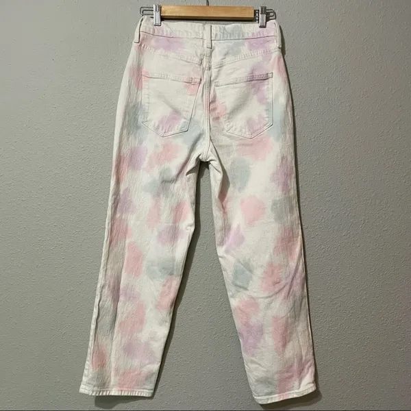 Universal Threads Vintage Straight White Pink & Blue Jeans Womens 2 Polka Dot - Image 7