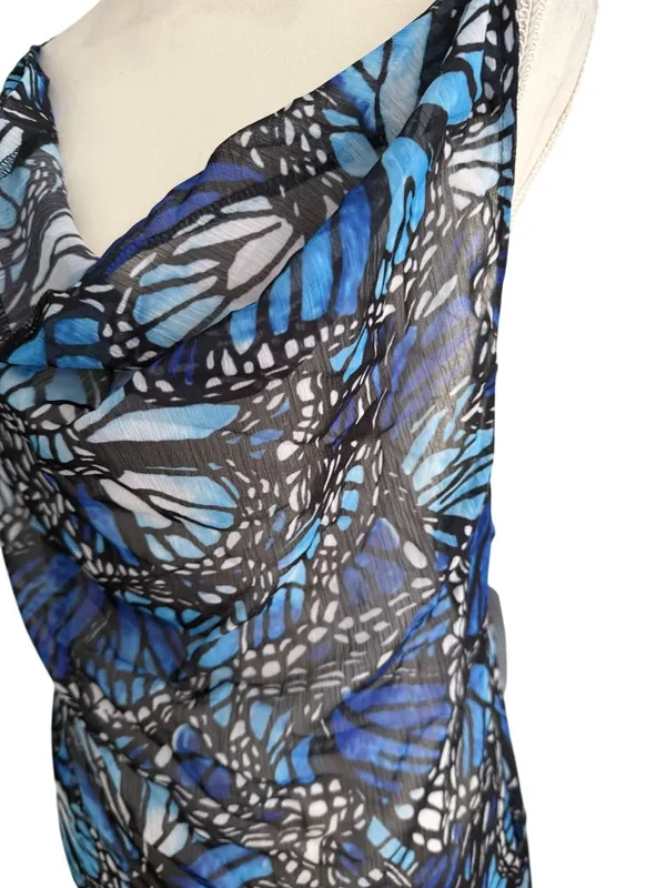 TOLUCA Butterfly Blue Sheer Maxi Gown Dress Size L NEW NWT - Image 3
