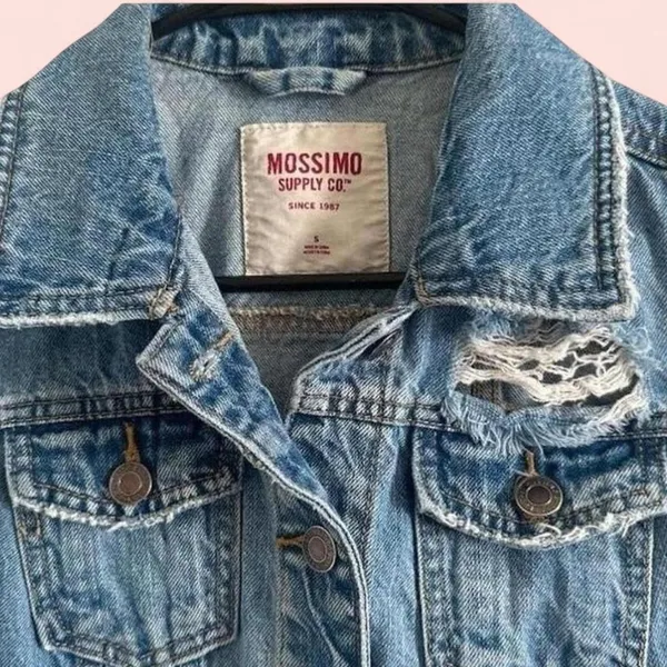 Women’s Mossimo Y2K Distressed Jean Vest Small Blue - Image 2