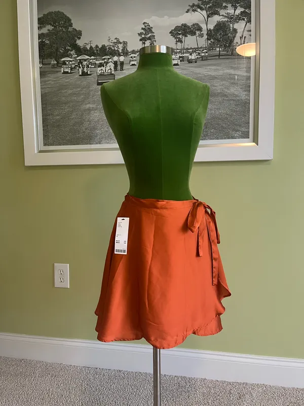 Urban Outfitters Orange Wrap Skirt - Image 5