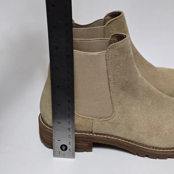Steve Madden Leopold Chelsea Boots Suede Tan Ankle Booties Lug Sole Scandi Girl - Image 10