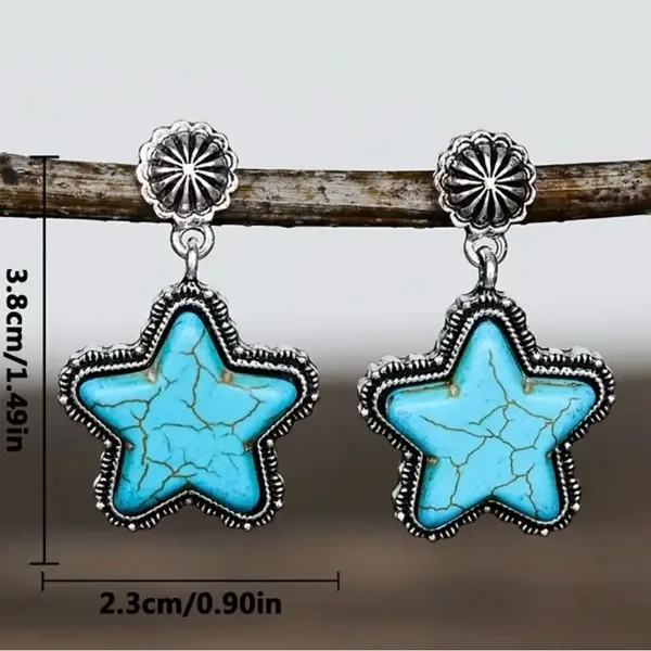 Gorgeous Faux Turquoise and Silver Earrings - Image 2