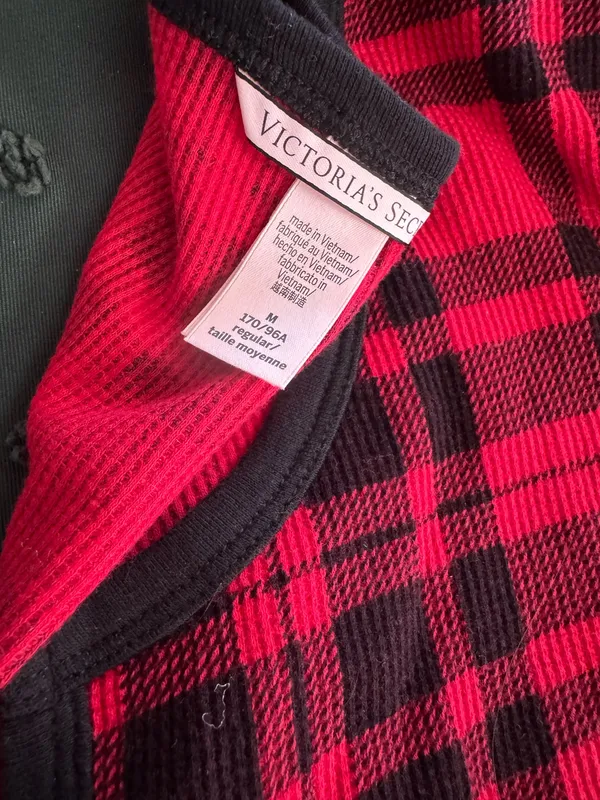 Victoria's Secret Pink Pajama Set Black and Red plaid - Image 2