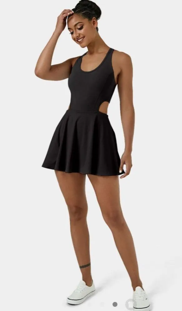 NWT Halara Softlyzero Airy Backless‎ Crisscross Cut Out Dress Black Sz XL - Image 5