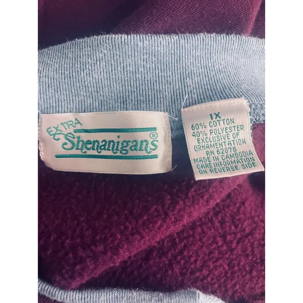 Vintage Embroidered Jog Set Size 1X Straight Leg Wine Cottagecore Fall Cozy Warm - Image 7