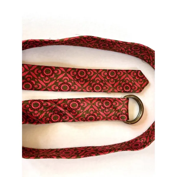 J. Crew Sz S-M Silk Multicolor Textured Floral Belt D Ring Buckle - Image 5