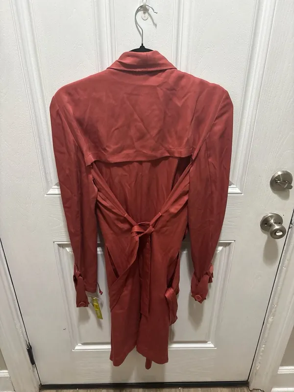 Gianni Bini Cinnamon French Twist Open Front Drape Long Trench Jacket - Image 7