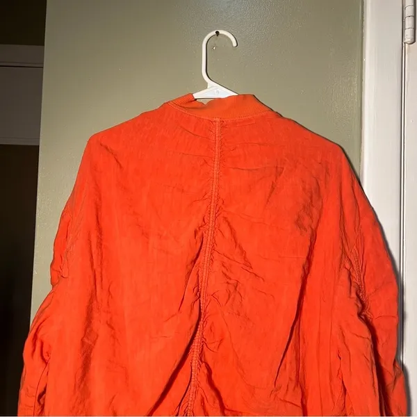 Free People Women's Size Medium On Point‎ Bomber Jacket Tomato Bisque Orange - Image 7