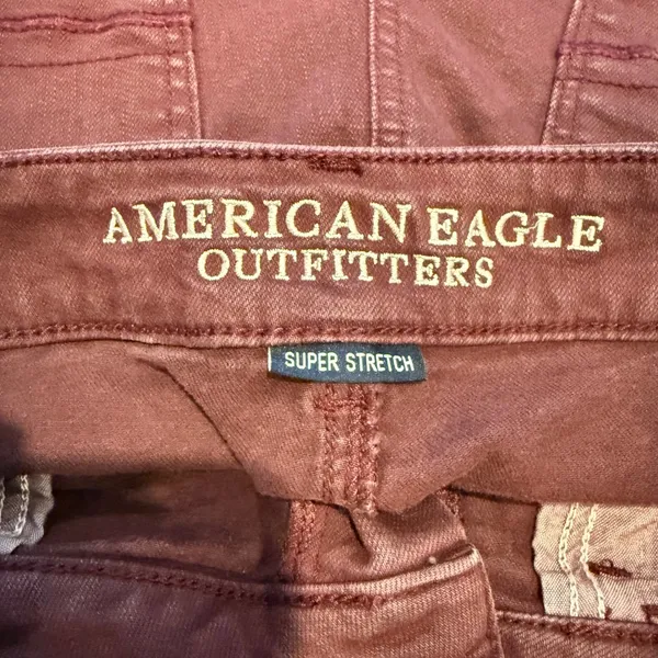 American Eagle‎ Outfitters Hi-Rise Super Stretch Burgundy Red Shortie Shorts 10 - Image 6