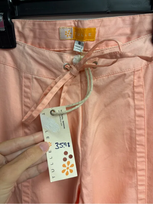 NWT Tulle Boutique Brand 100% Cotton Pink Pants Size Medium - Image 2