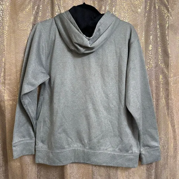 Women's Nike Gray Green Swoosh Therma-Fit Fleece Lined Sweater Hoodie XL - Image 2