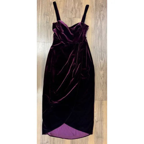 Hutch Anthropologie BHLDN Velour Burgundy Formal Gown Prom Wedding Whimsigoth‎ - Image 4