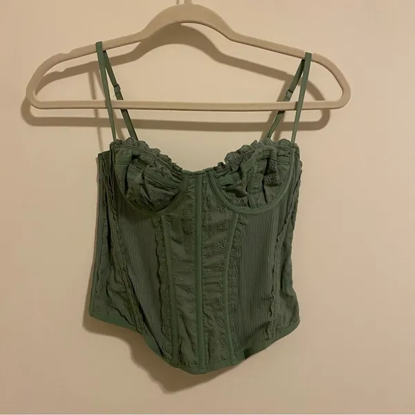 Urban Outfitters Sage Green Corset Top size Medium - Image 2
