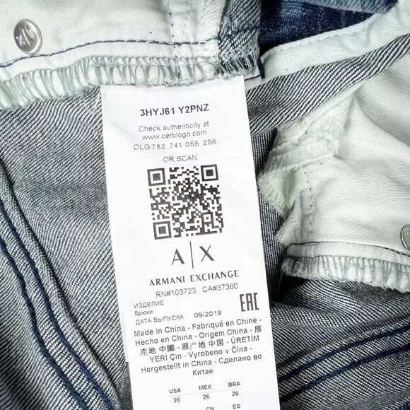 AX Armani Exchange J61 Super Skinny Capri Chevron Jeans Size‎ 26 NEW - Image 8