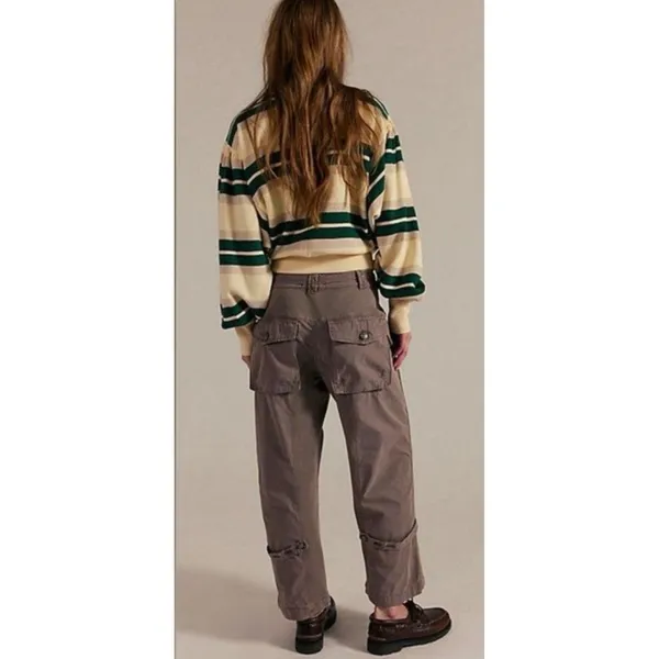 Free People We The Free Safari Sun Cropped Pants Gravel Rock Grey 4‎ / S - Image 3